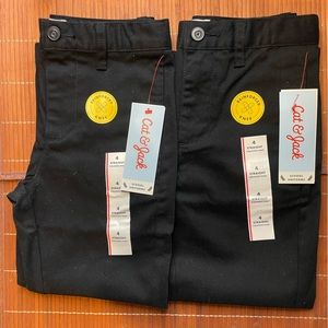 LOT OF 2 Cat & Jack Boys’ School Uniform Chino Pants Straight Black Size 4 NWT